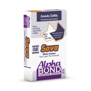 AB913 Alpha Sova Λεπτόκοκκος Λευκός Σοβάς Μιας Στρώσης